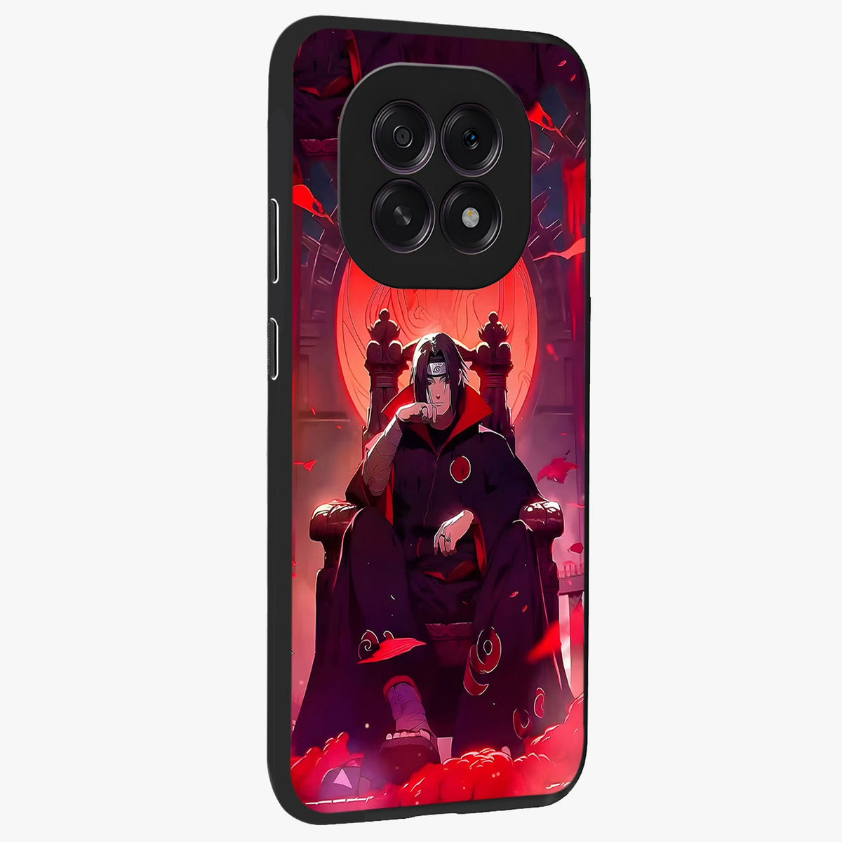 Blood Moon Sovereign Glass Case upright view showcasing powerful moon inspired artwork with cosmic aesthetic style.