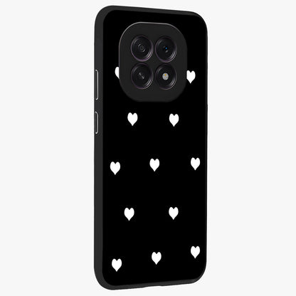 Cute And Simple White Hearts Glass Case upright view showcasing simple white hearts artwork with soft minimal theme.
