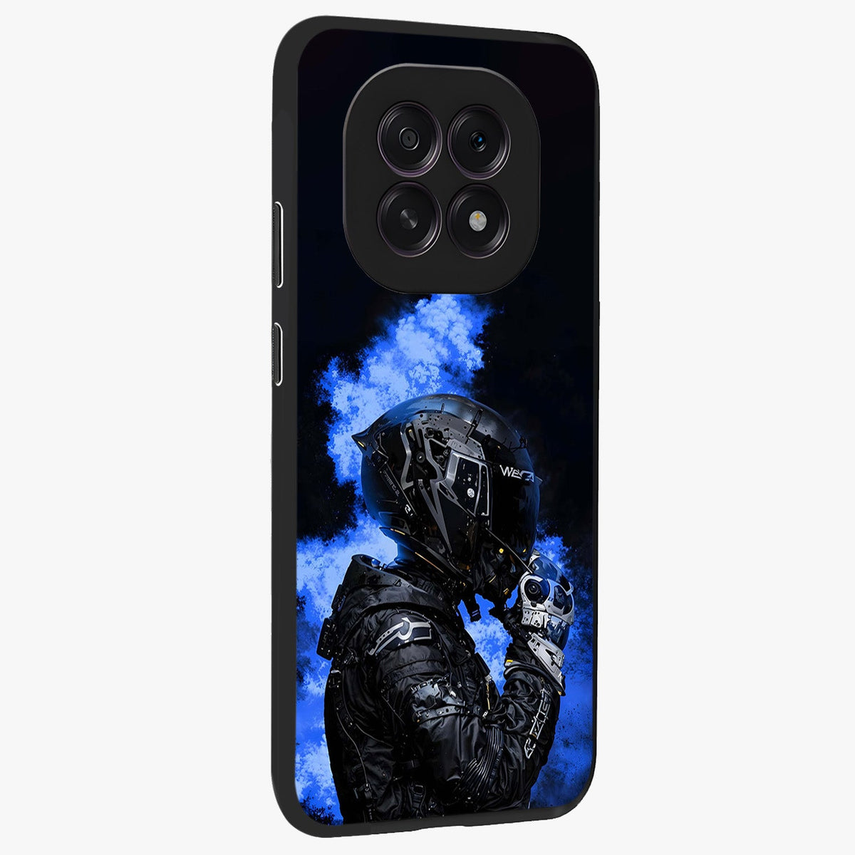 Cyber Sentinel Protocol Glass Case upright view showcasing advanced cyber sentinel artwork with futuristic tech theme.