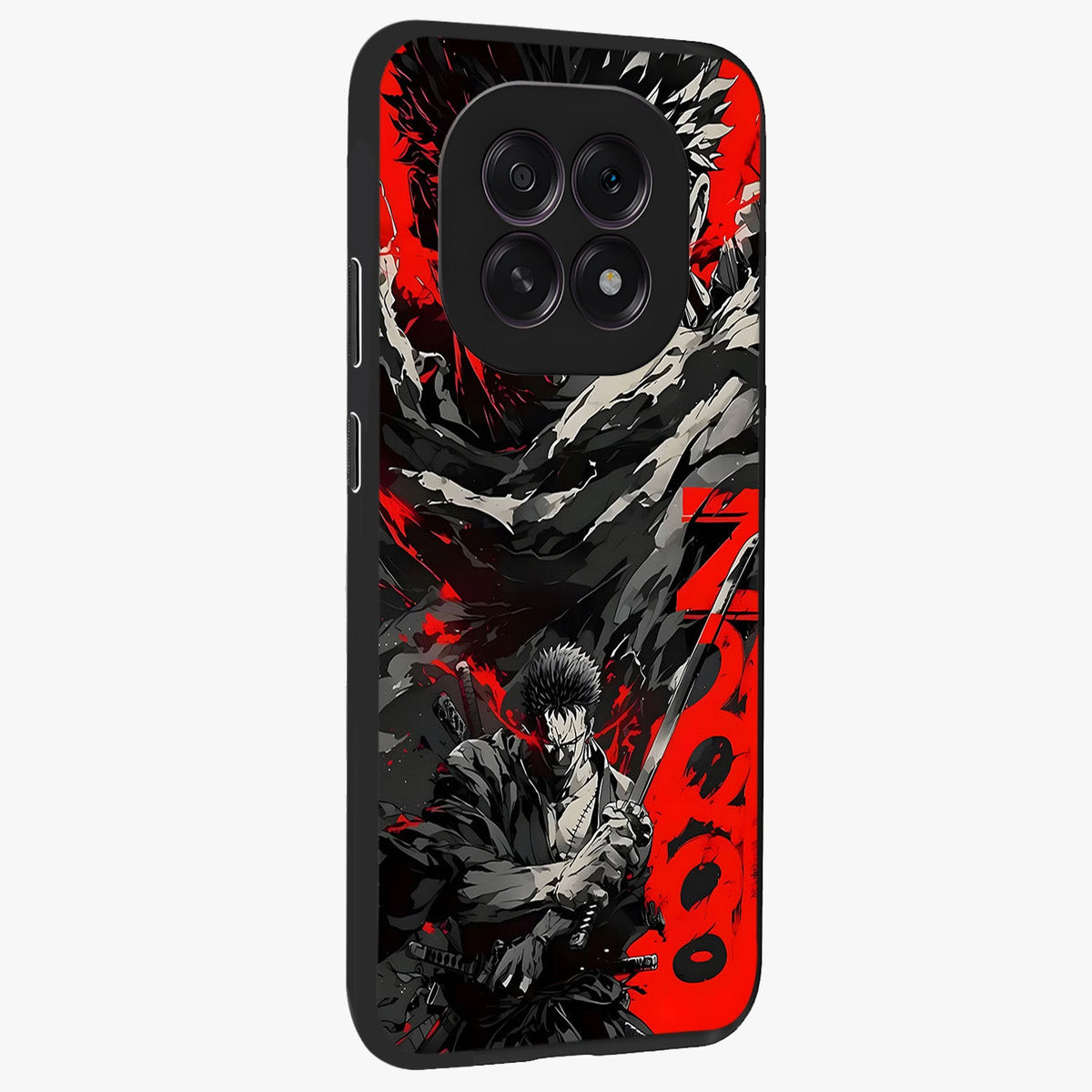 Demon Sword Resolve Glass Case upright view showcasing dramatic warrior artwork with intense battle theme.
