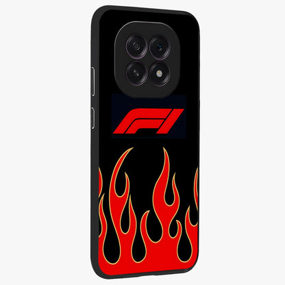 Fire F11 Glass Case upright view showcasing dynamic flame artwork with intense visual theme.