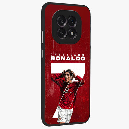 Goal Celebration Legacy Glass Case upright view showcasing dynamic football inspired artwork with victory celebration aesthetic.