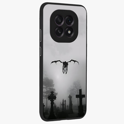Graveyard Shadow Descent Glass Case upright view showcasing haunting graveyard artwork with dramatic dark theme.
