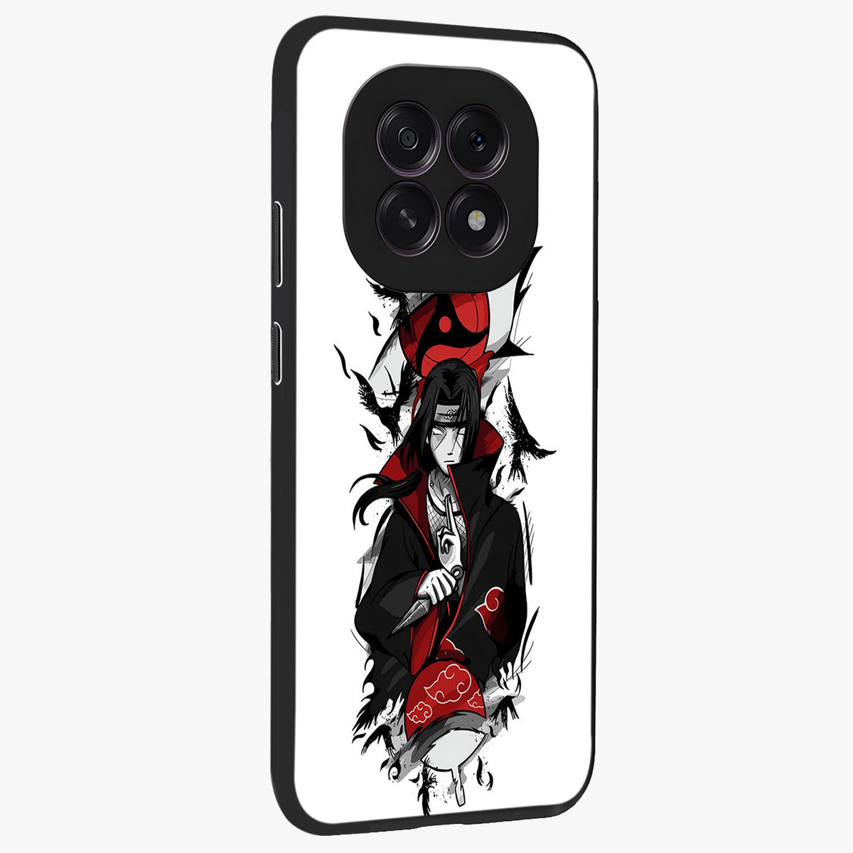 Itachi Limited Edition Naruto Anime Glass Case upright view showcasing intense anime artwork with powerful character theme.