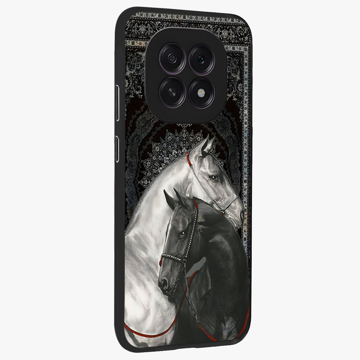 Majestic Ride Legacy Glass Case upright view showcasing dynamic ride inspired artwork with modern automotive theme.
