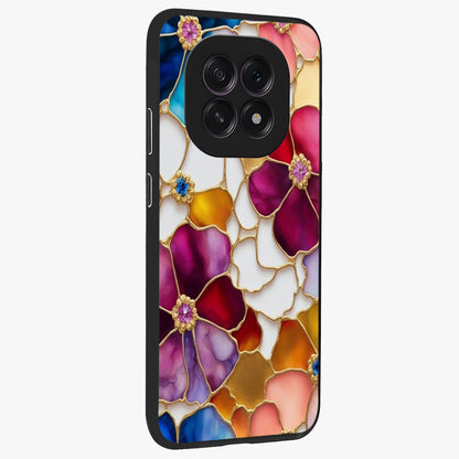 Marble Flower Pattern Glass Case upright view showcasing decorative marble flower artwork with refined style.