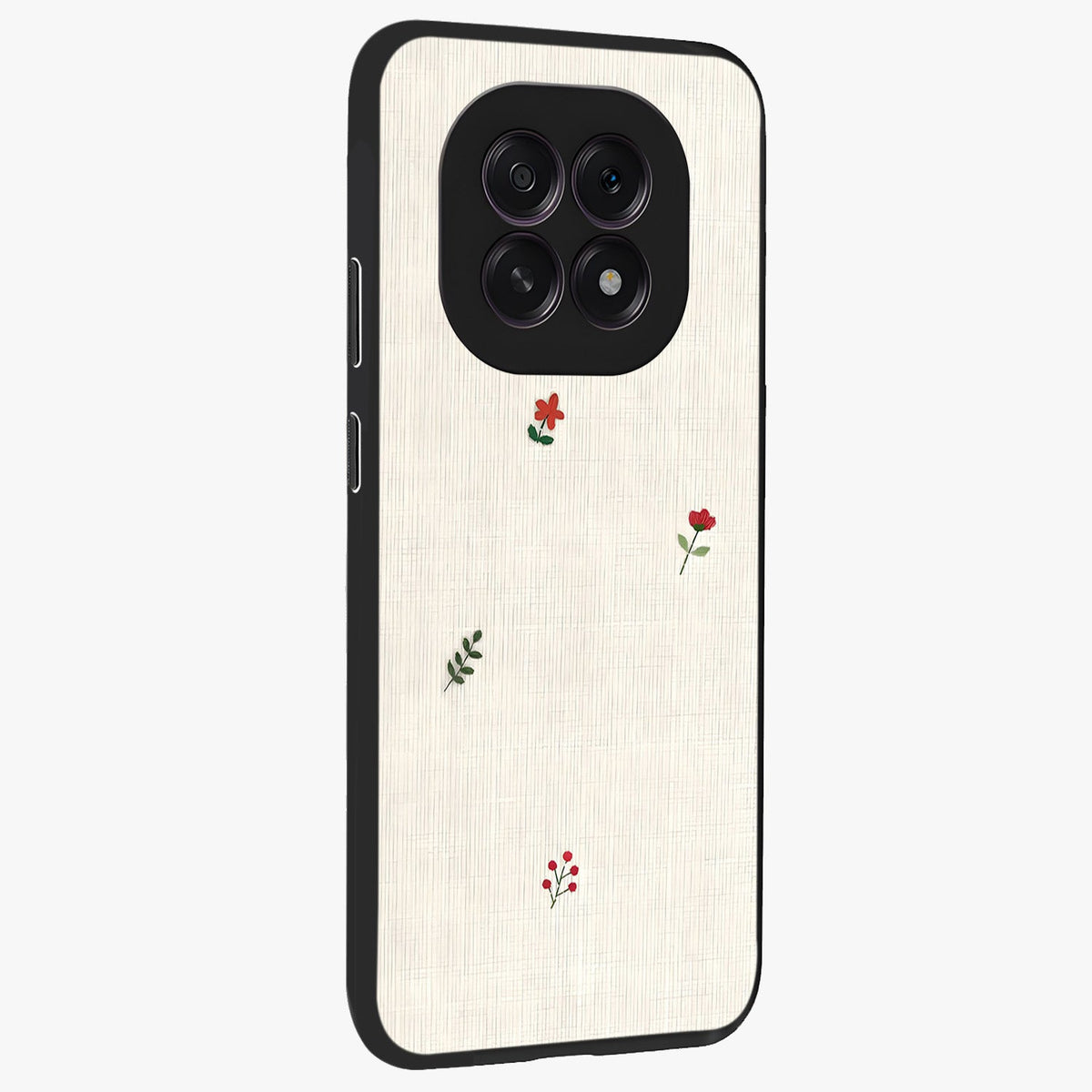 Minimalistic Blue With White Flower Pattern Glass Case upright view showcasing clean white flower artwork with calming blue theme.