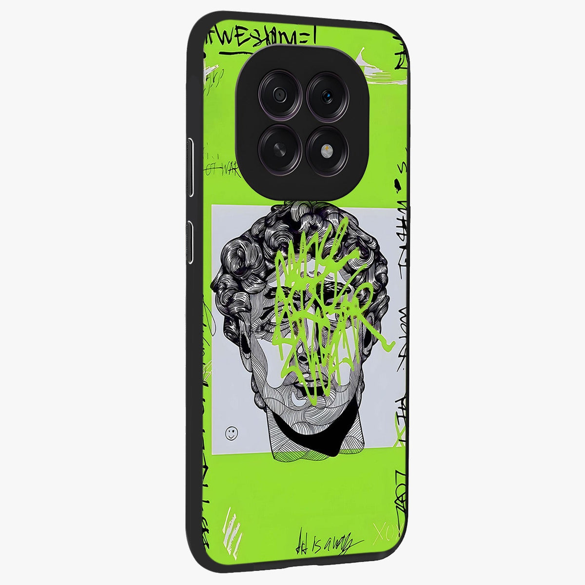 Neo Graffiti Rebellion Glass Case upright view showcasing colorful graffiti artwork with bold modern street style.