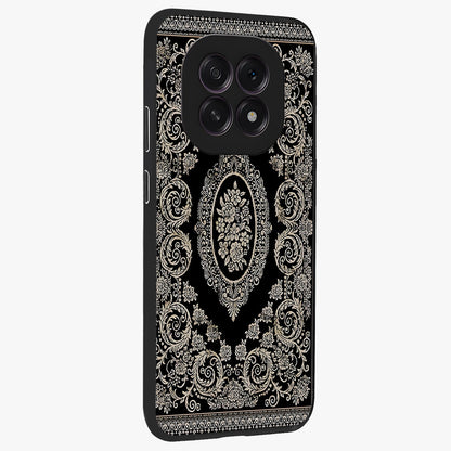 Noir Bloom Elegance Glass Case upright view showcasing graceful floral artwork with luxurious dark theme.