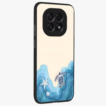 Ocean Drift Turtle Glass Case upright view showcasing calm underwater turtle artwork with nature inspired theme.