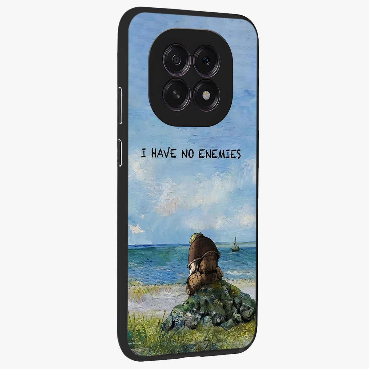 Peace Beyond War Glass Case upright view showcasing powerful peace symbol artwork with inspirational theme.