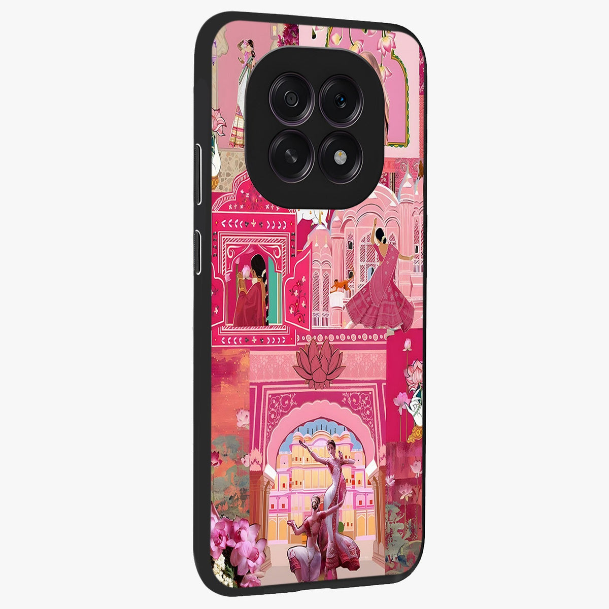 Pink Palace Muse Glass Case upright view showcasing artistic palace artwork with graceful royal theme.