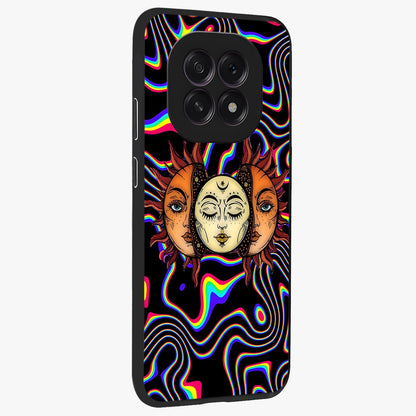 Psychedelic Sun Glass Case upright view showcasing trippy sun artwork with bold psychedelic theme.