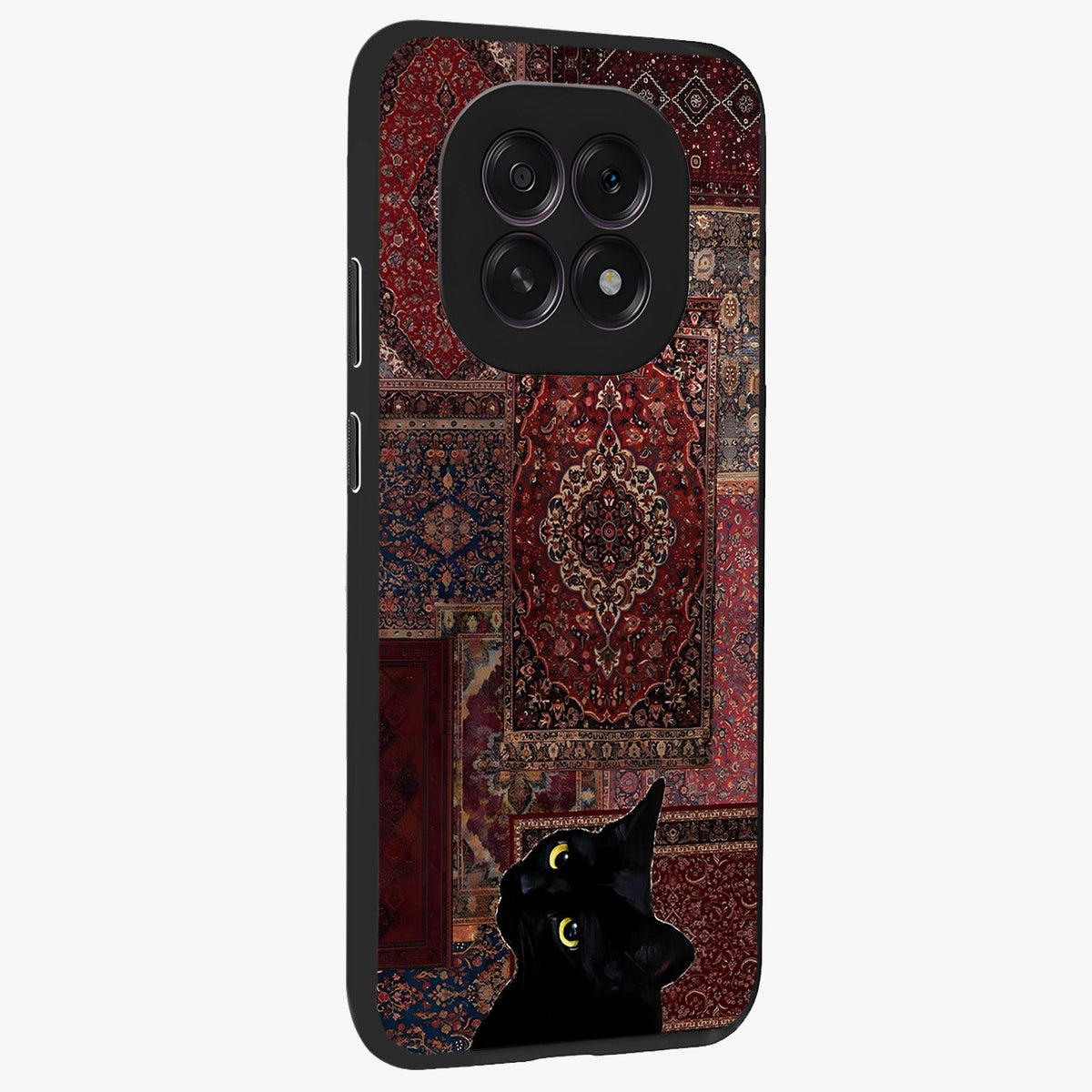 Regal Magic Cat Apple Glass Case upright view showcasing charming cat artwork with playful magical theme.