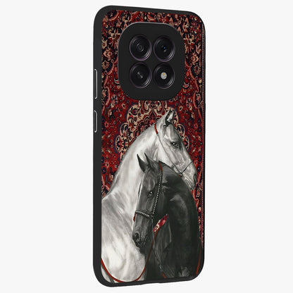 Regal Stallion Tapestry Glass Case upright view showcasing powerful horse artwork with elegant tapestry theme.
