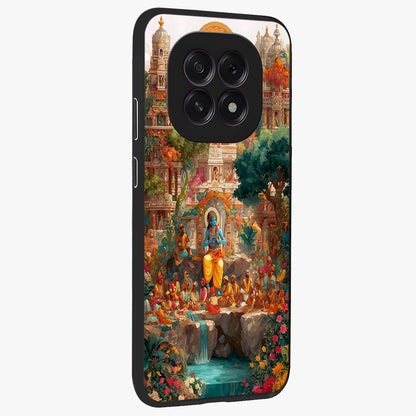 Sacred Sunlight Gods Glass Case upright view showcasing glowing divine artwork with sacred mythological theme.