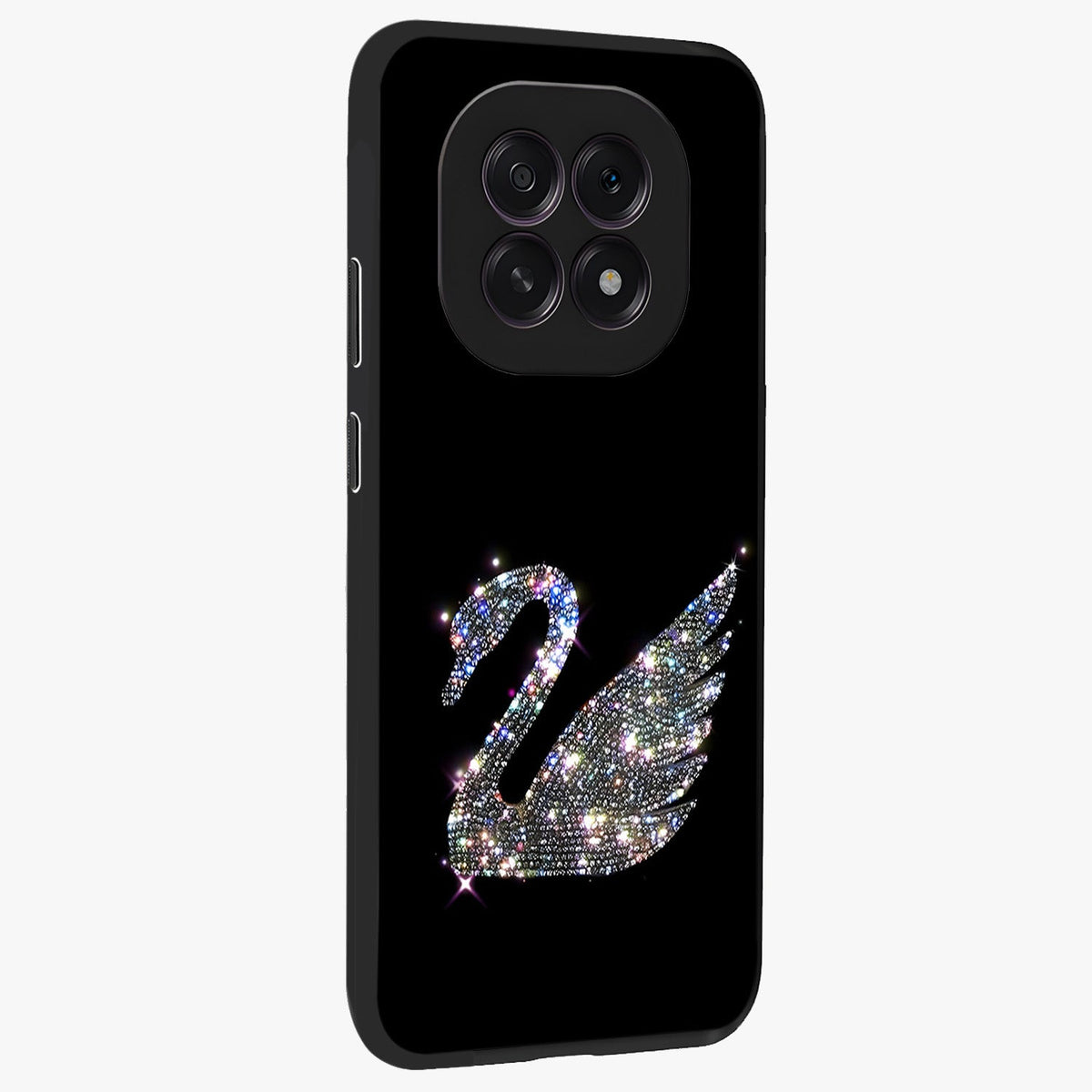 Starlit Swan Grace Glass Case upright view showcasing beautiful swan artwork with peaceful night themed design.