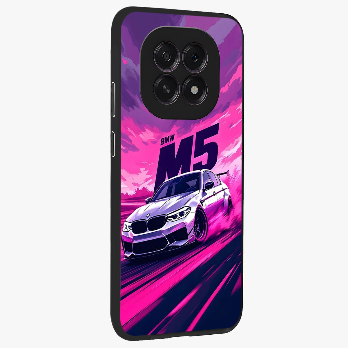 Velocity Drift Pulse Glass Case upright view showcasing powerful racing artwork with energetic motorsport theme.