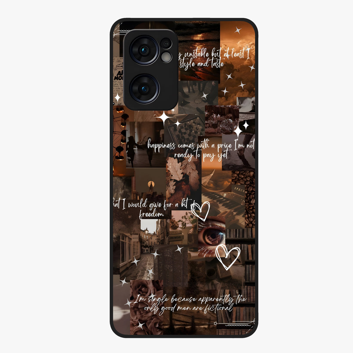Bittersweet Aesthetic Chaos Glass Case showing flat back view with artistic chaotic aesthetic design and glossy glass finish.