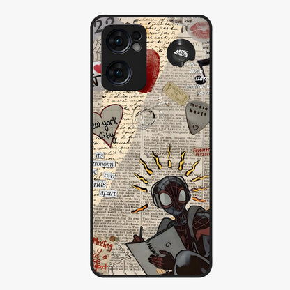 City Dream Sketch Glass Case showing flat back view with artistic city skyline sketch artwork and glossy glass finish.