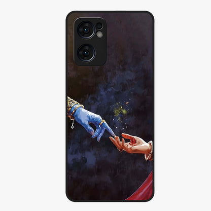 Divine Touch Eternal Glass Case showing flat back view with spiritual themed artwork and glossy glass finish.