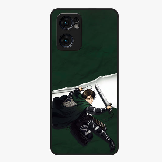 Emerald War Vanguard Glass Case showing flat back view with powerful warrior themed artwork and glossy glass finish.
