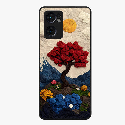 Eternal Nature Tapestry Glass Case showing flat back view with intricate nature tapestry artwork and glossy glass finish.