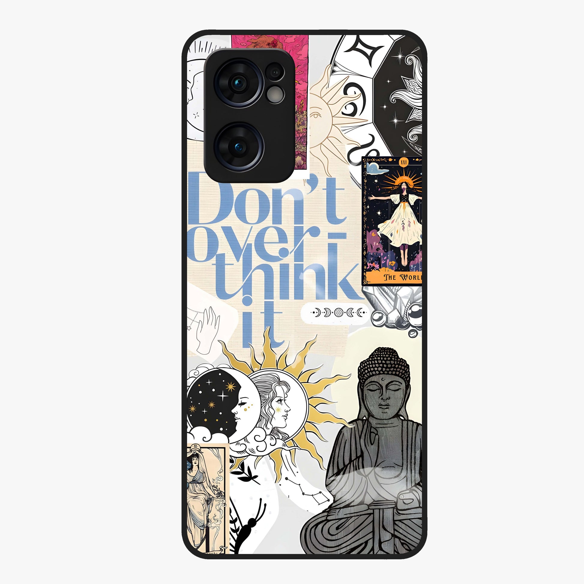 Ethereal Thoughts Glass Case showing flat back view with dreamy artistic artwork and glossy glass finish.