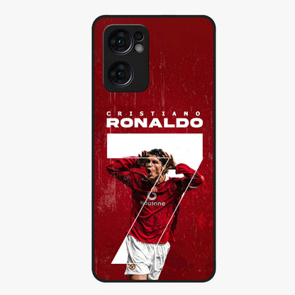 Goal Celebration Legacy Glass Case showing flat back view with football celebration inspired artwork and glossy glass finish.