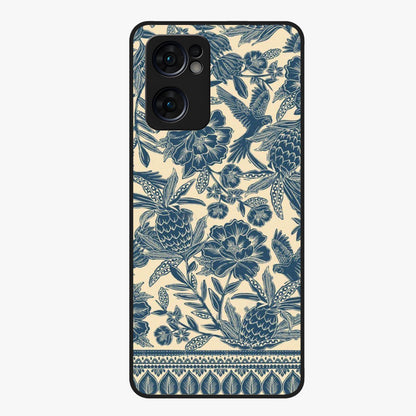 Heirloom Wild Bloom Glass Case showing flat back view with vintage inspired wild flower artwork and glossy glass finish.