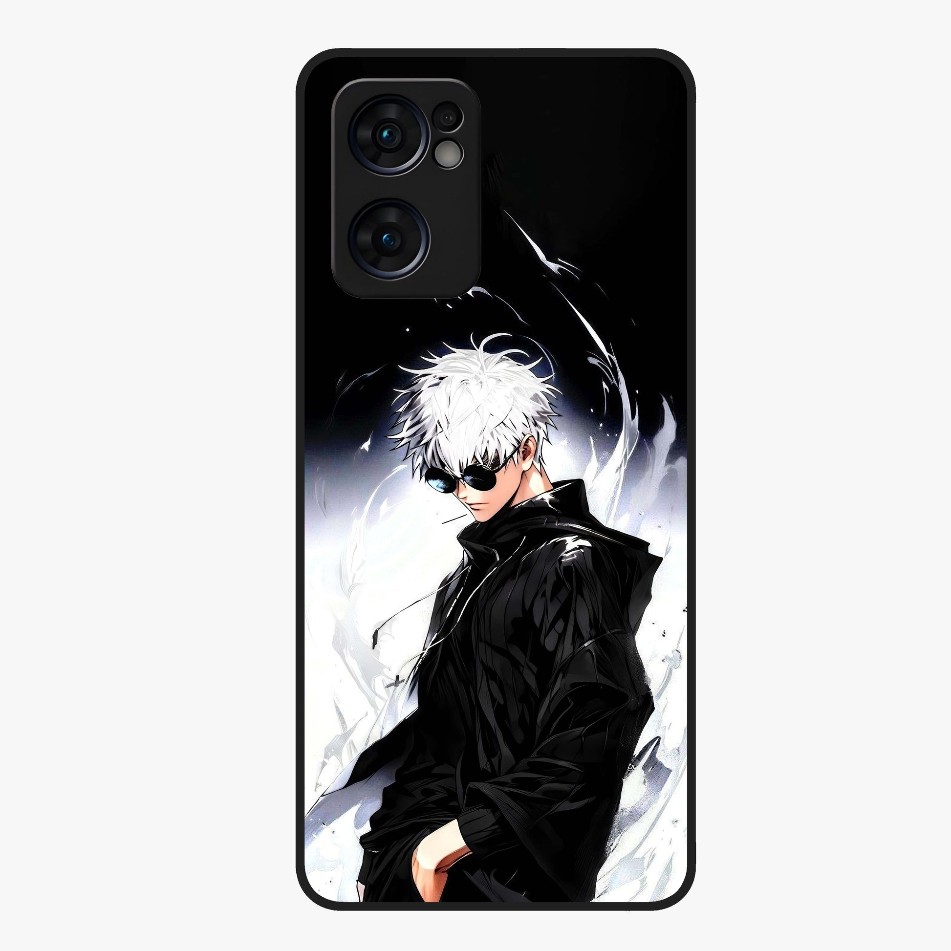 Limitless Shadow King Glass Case showing flat back view with powerful shadow warrior artwork and glossy glass finish.