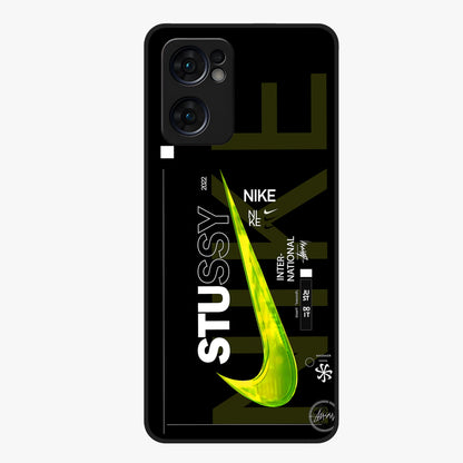 Neon Street Edition Glass Case showing flat back view with neon street style artwork and glossy glass finish.