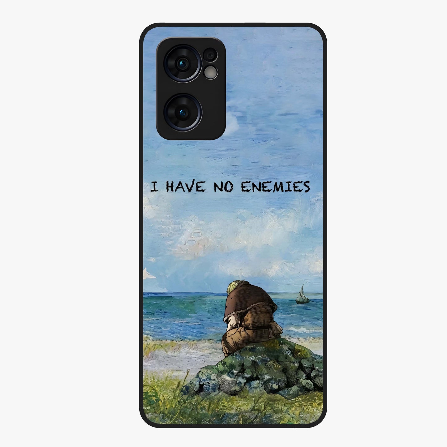 Peace Beyond War Glass Case showing flat back view with symbolic peace themed artwork and glossy glass finish.