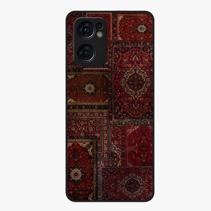 Persian Velvet Tale Glass Case showing flat back view with luxurious Persian velvet pattern artwork and glossy glass finish.