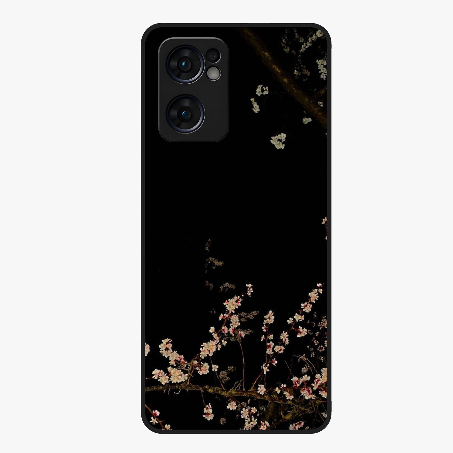 Petal Moon Light With Custom Name Glass Case showing flat back view with floral moonlight artwork and personalized name design.
