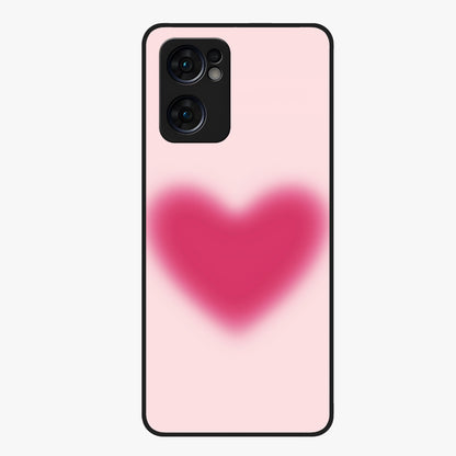 Pink Aura Heart Glass Case showing flat back view with glowing heart artwork and glossy glass finish.