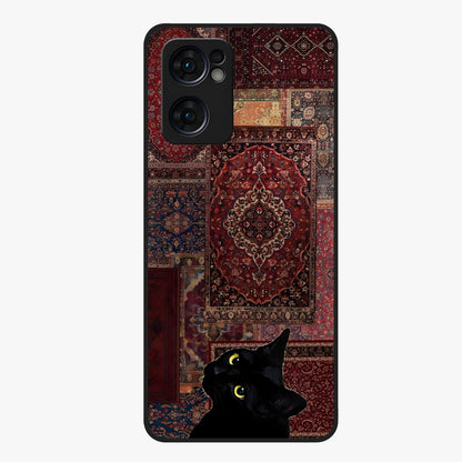 Regal Magic Cat Apple Glass Case showing flat back view with magical cat artwork holding apple and glossy glass finish.