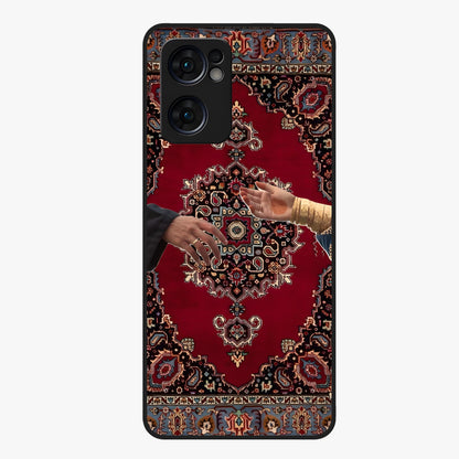 Royal Touch Reach Glass Case showing flat back view with elegant royal themed artwork and glossy glass finish.