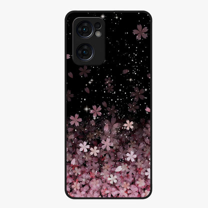 Small Starry Flowers Glass Case showing flat back view with delicate starry floral artwork and glossy glass finish.