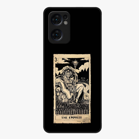 The Empress Glass Case showing flat back view with regal feminine artwork and glossy glass finish.
