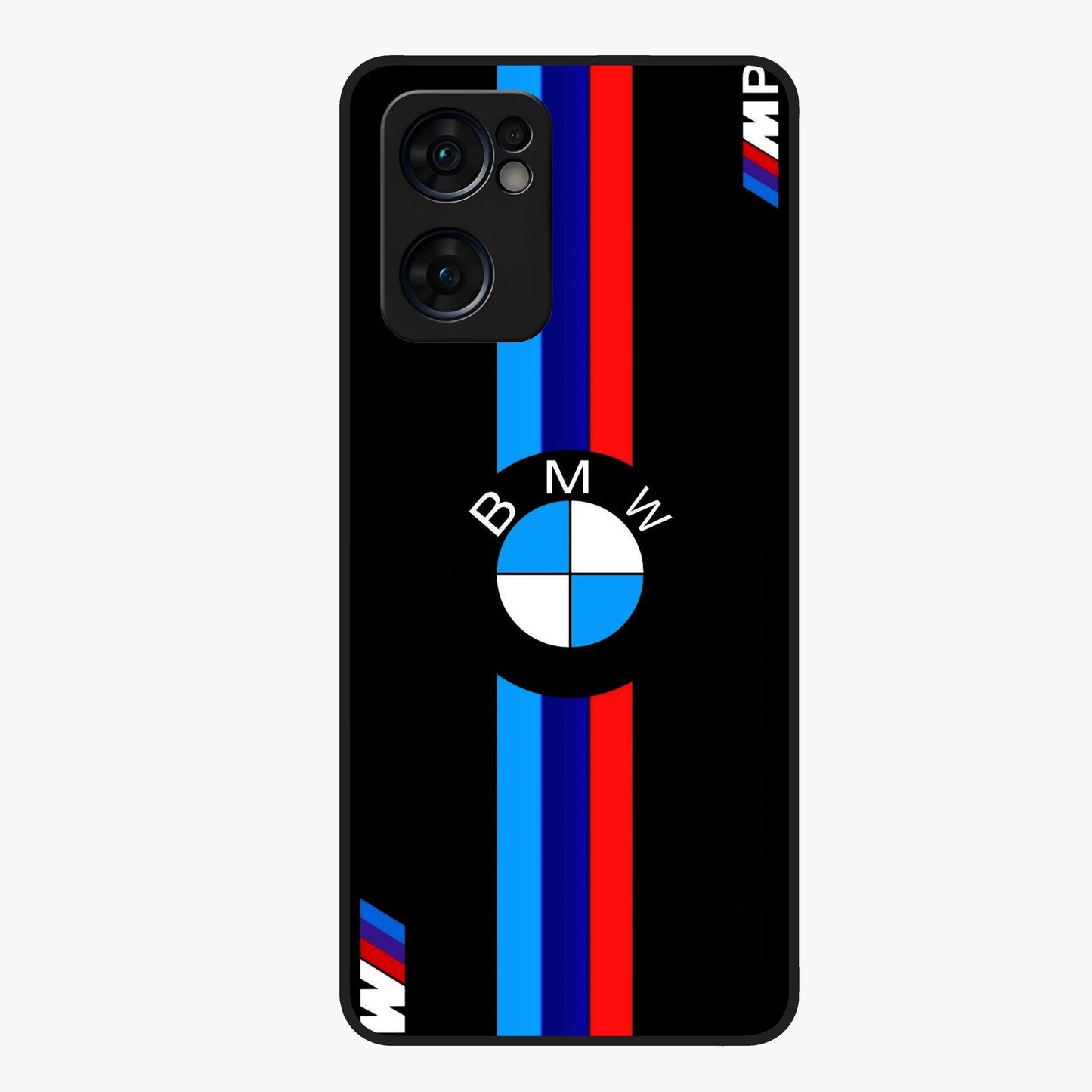Turbo BMW Beast Glass Case showing flat back view with high performance sports car artwork and glossy glass finish.