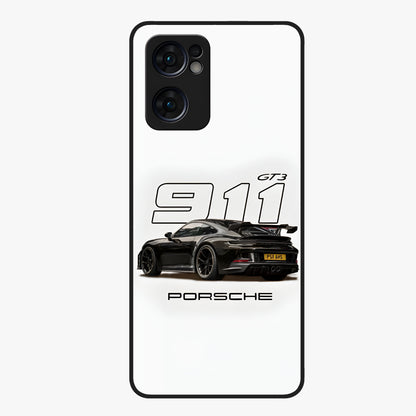 Turbo Legacy Icon Glass Case showing flat back view with iconic sports car inspired artwork and glossy glass finish.