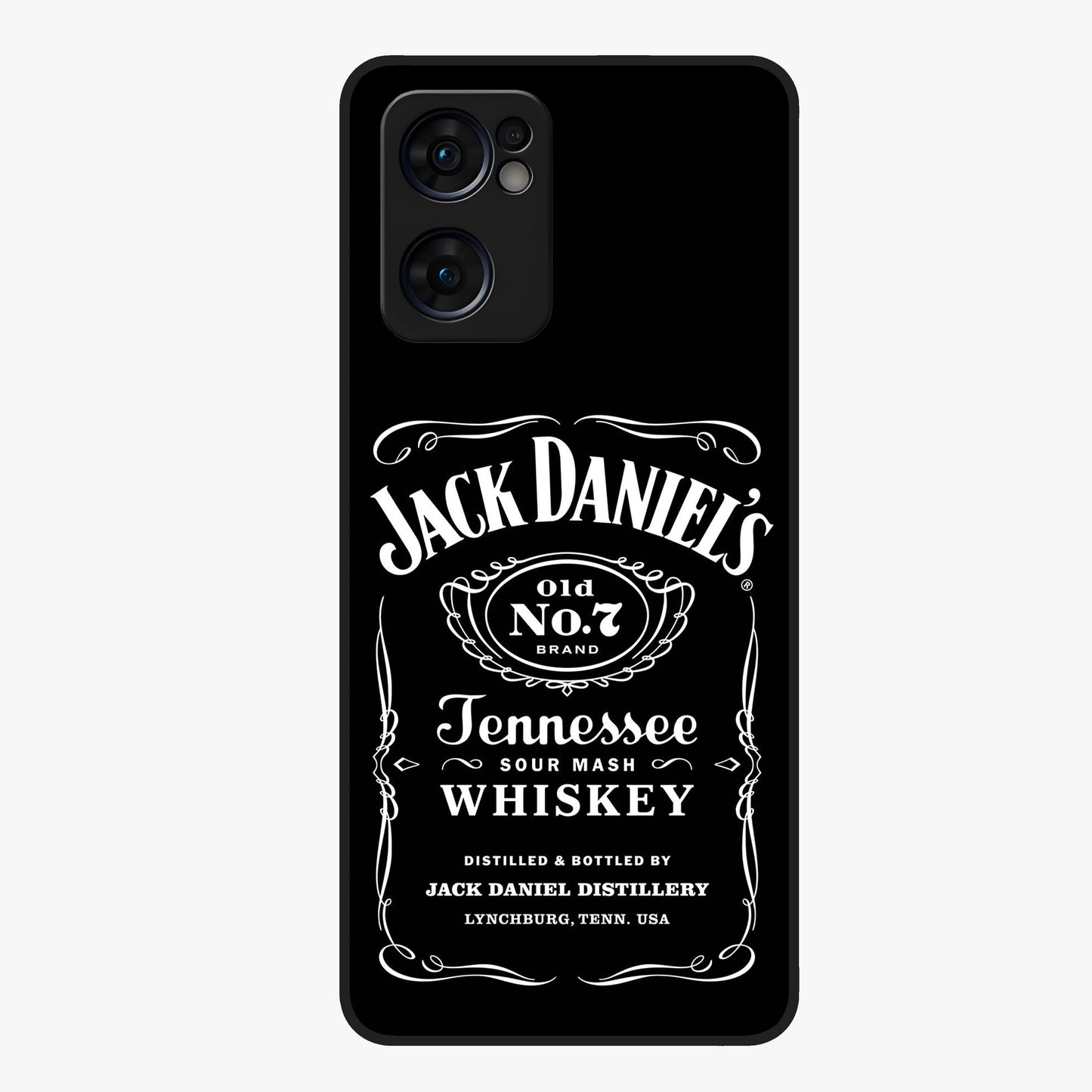 Vintage Whiskey Heritage Glass Case showing flat back view with classic whiskey inspired artwork and glossy glass finish.