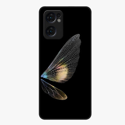 Whispers Of Wings Glass Case showing flat back view with graceful wing inspired artwork and glossy glass finish.
