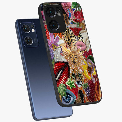 Beaded Fashion Jungle Glass Case displayed in angled mockup highlighting colorful fashion bead design and artistic pattern.