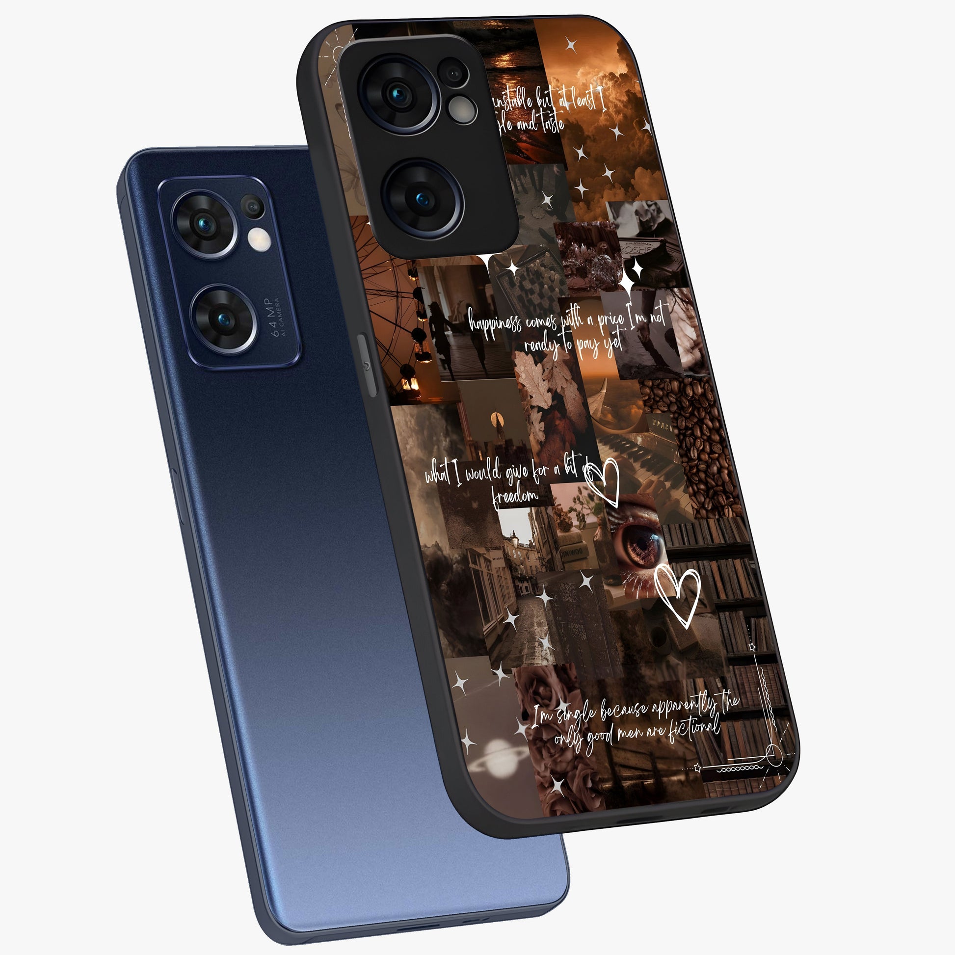 Bittersweet Aesthetic Chaos Glass Case displayed in angled mockup highlighting expressive abstract artwork and edgy aesthetic theme.