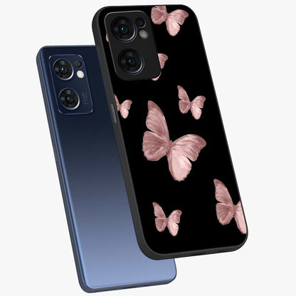 Butterfly Pattern Glass Case displayed in angled mockup highlighting delicate butterfly design and aesthetic pattern style.
