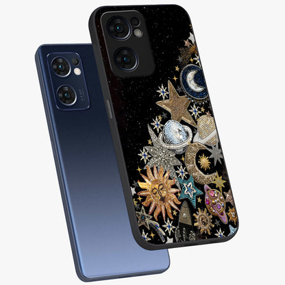 Cosmic Sparkle Dreams Glass Case displayed in angled mockup highlighting dreamy star sparkle design with celestial aesthetic.