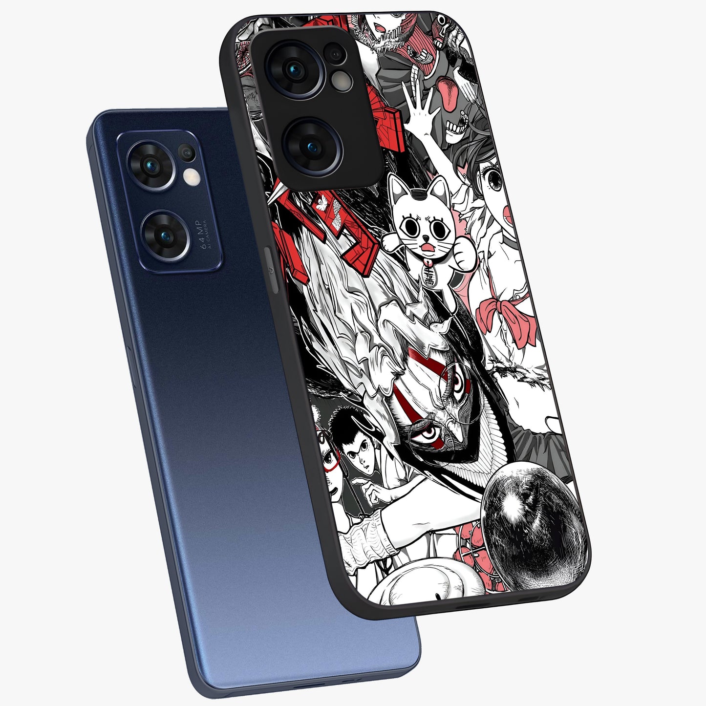 Crimson Chaos Panel Glass Case displayed in angled mockup highlighting chaotic panel style design with modern graphic theme.