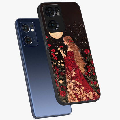 Crimson Dreams Glass Case displayed in angled mockup highlighting soft crimson aesthetic design with artistic theme.